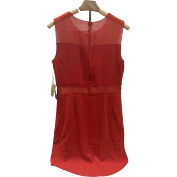 RACHEL Rachel Roy Orange Midi Sheath Dress Medium NWT Sheer Panel Cocktail - Picture 6 of 13
